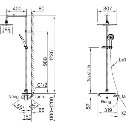 Sen tắm cây nóng lạnh tiện ích Inax BFV-615S-8C