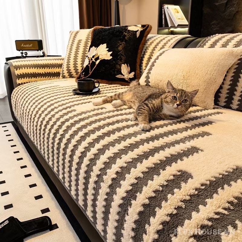 Tấm phủ ghế sofa Chenille cao cấp chống trượt PJ3128
