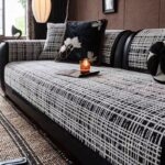 Tấm phủ ghế sofa Chenille caro hiện đại PJ7071
