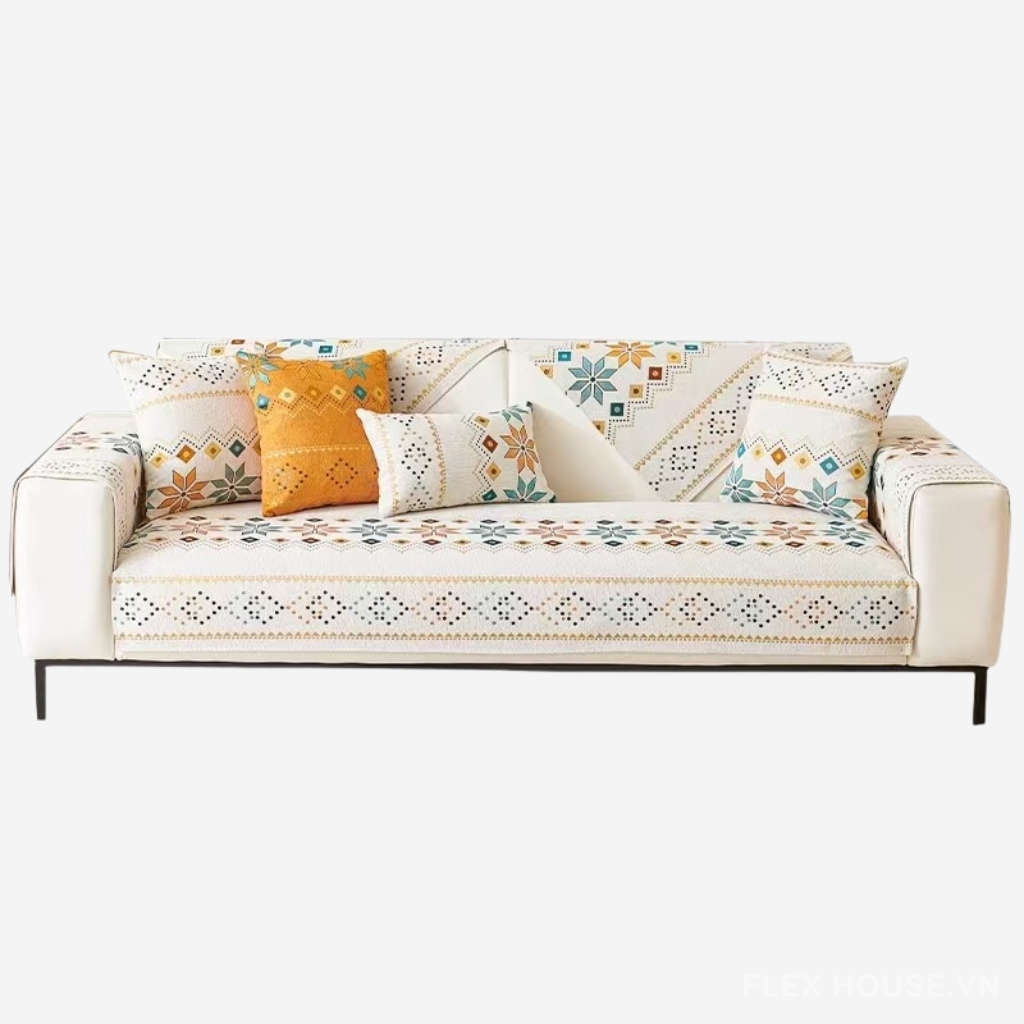 Tấm phủ ghế sofa Chenille hình học đối xứng PJ0982 9