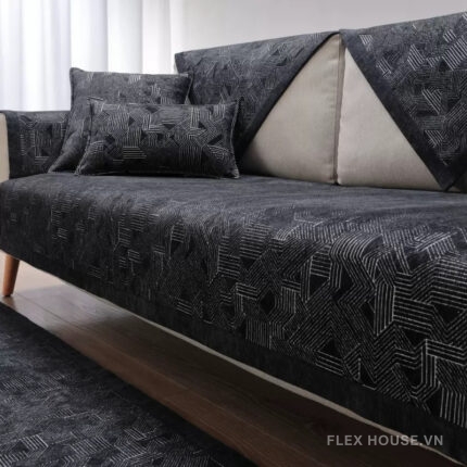 Tấm phủ ghế sofa Chenille hình học hiện đại PJ6568
