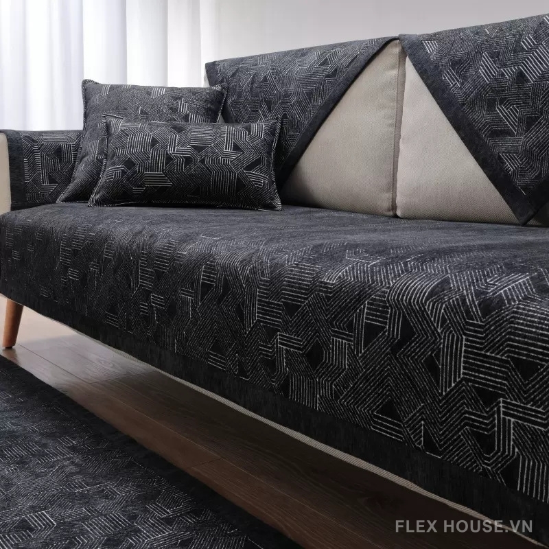 Tấm phủ ghế sofa Chenille hình học hiện đại PJ6568 (2) Tấm phủ ghế sofa Chenille hình học hiện đại PJ6568