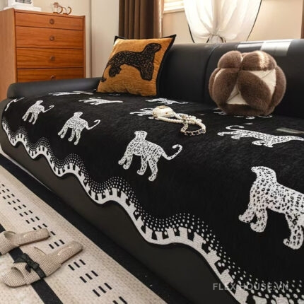 Tấm phủ ghế sofa Chenille họa tiết báo đốm PJ1919