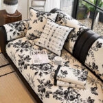 Tấm phủ ghế sofa Chenille họa tiết hoa lá PJ1084