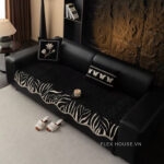 Tấm phủ ghế sofa Chenille họa tiết lá cọ PJ7604