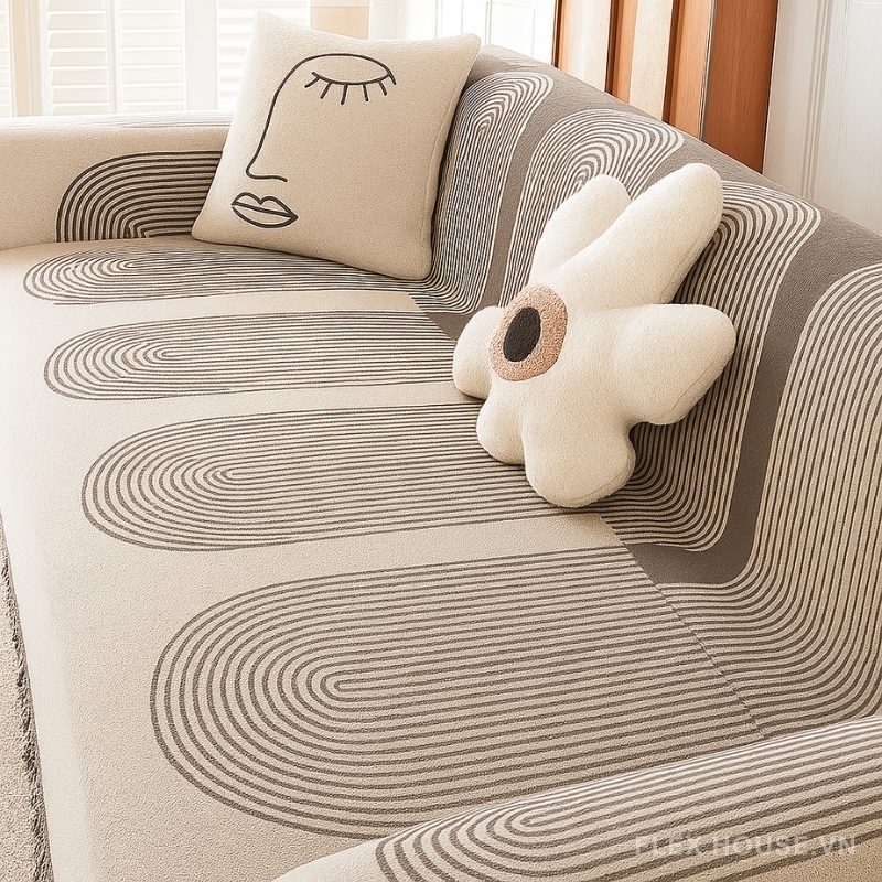 Tấm phủ ghế sofa Chenille họa tiết vân gỗ PJ4554 3 Tấm phủ ghế sofa Chenille họa tiết vân gỗ PJ4554