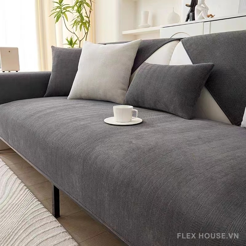 Tấm phủ ghế sofa Chenille họa tiết xương cá PJ0276 2 Tấm phủ ghế sofa Chenille họa tiết xương cá PJ0276 7
