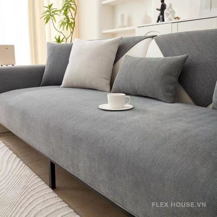 Tấm phủ ghế sofa Chenille họa tiết xương cá PJ0276