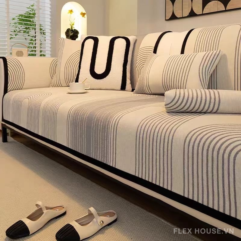 Tấm phủ ghế sofa Chenille kẻ cong nghệ thuật PJ3252 2 Tấm phủ ghế sofa Chenille kẻ cong nghệ thuật PJ3252 10