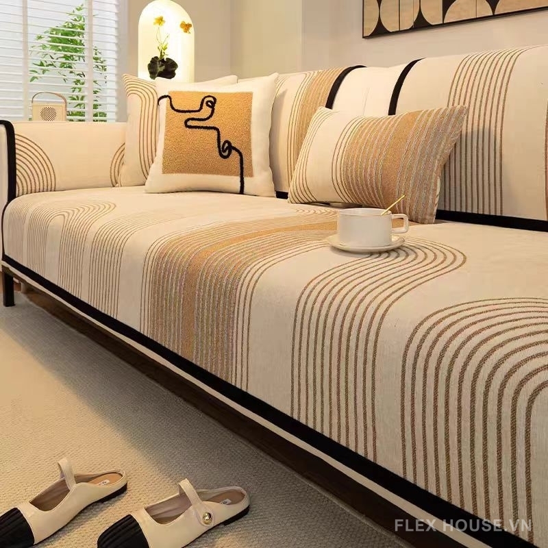 Tấm phủ ghế sofa Chenille kẻ cong nghệ thuật PJ3252 3 Tấm phủ ghế sofa Chenille kẻ cong nghệ thuật PJ3252 11
