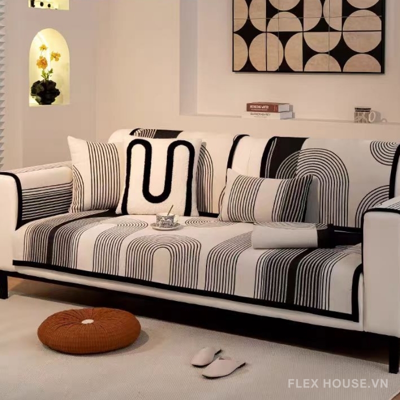 Tấm phủ ghế sofa Chenille kẻ cong nghệ thuật PJ3252 6 Tấm phủ ghế sofa Chenille kẻ cong nghệ thuật PJ3252 14