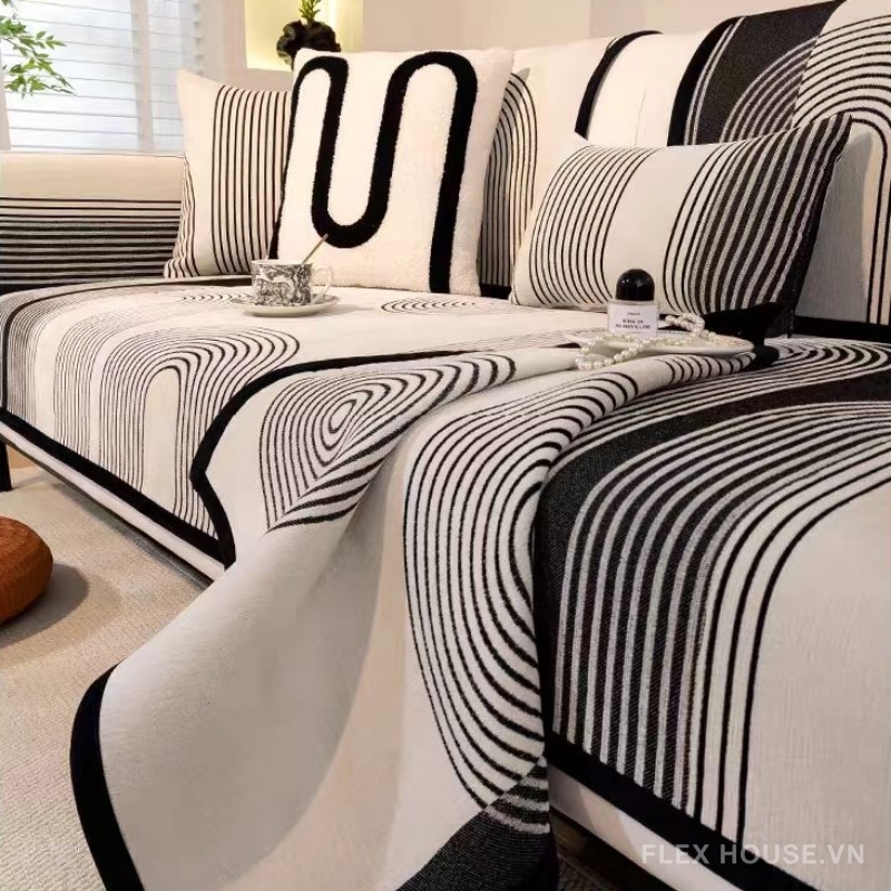 Tấm phủ ghế sofa Chenille kẻ cong nghệ thuật PJ3252 7 Tấm phủ ghế sofa Chenille kẻ cong nghệ thuật PJ3252 15