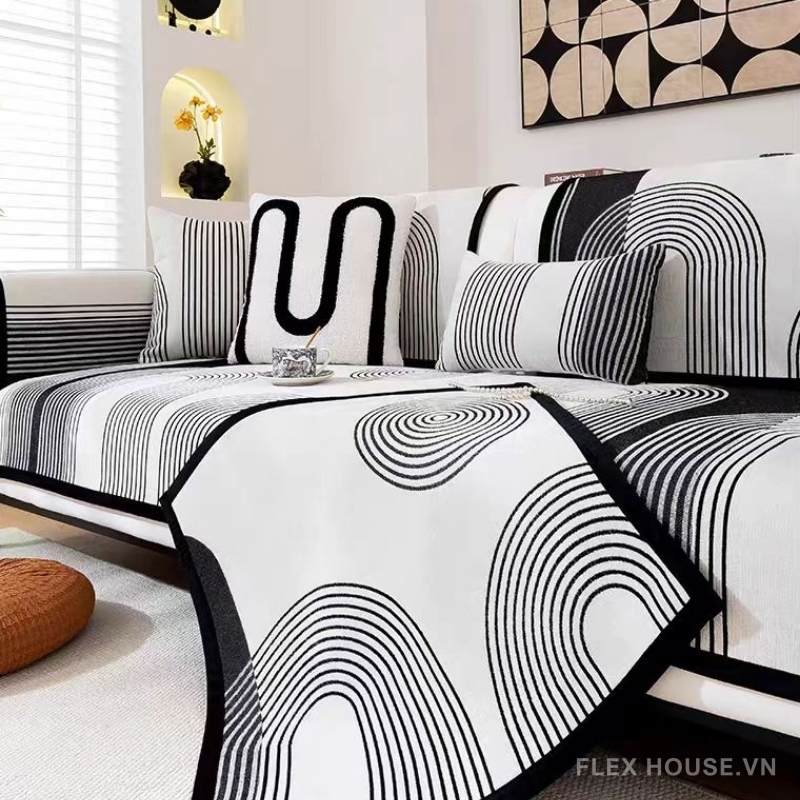 Tấm phủ ghế sofa Chenille kẻ cong nghệ thuật PJ3252 8 Tấm phủ ghế sofa Chenille kẻ cong nghệ thuật PJ3252 16