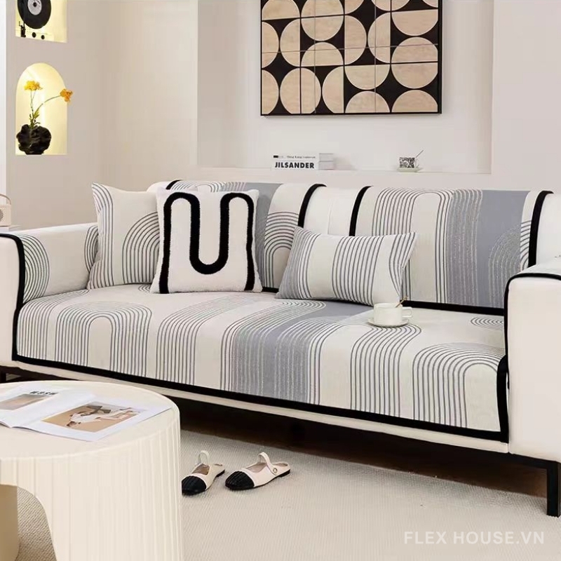 Tấm phủ ghế sofa Chenille kẻ cong nghệ thuật PJ3252 4 Tấm phủ ghế sofa Chenille kẻ cong nghệ thuật PJ3252 12