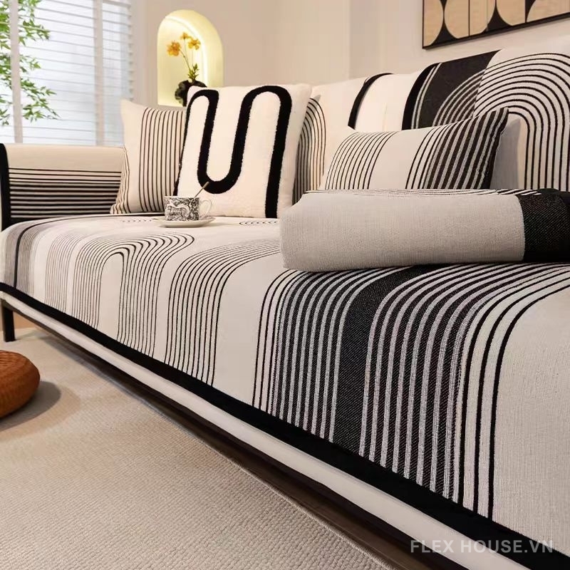 Tấm phủ ghế sofa Chenille kẻ cong nghệ thuật PJ3252 1 Tấm phủ ghế sofa Chenille kẻ cong nghệ thuật PJ3252 9