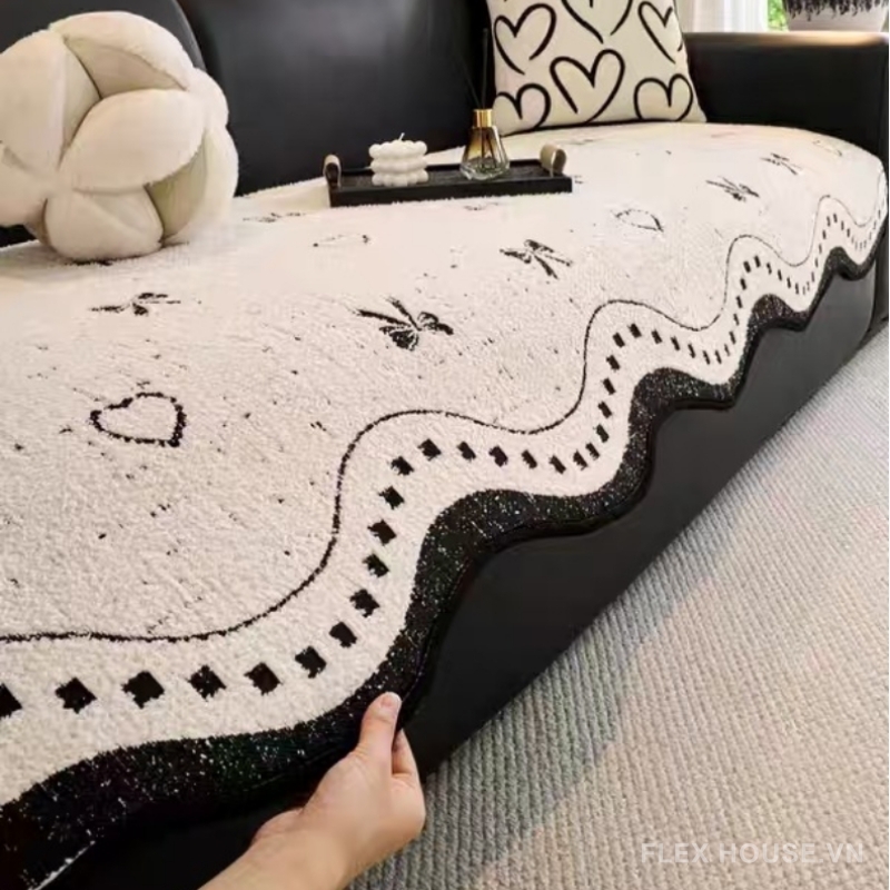 Tấm phủ ghế sofa nhung kiểu nơ và trái tim PJ4648 4 Tấm phủ ghế sofa nhung kiểu nơ và trái tim PJ4648 9