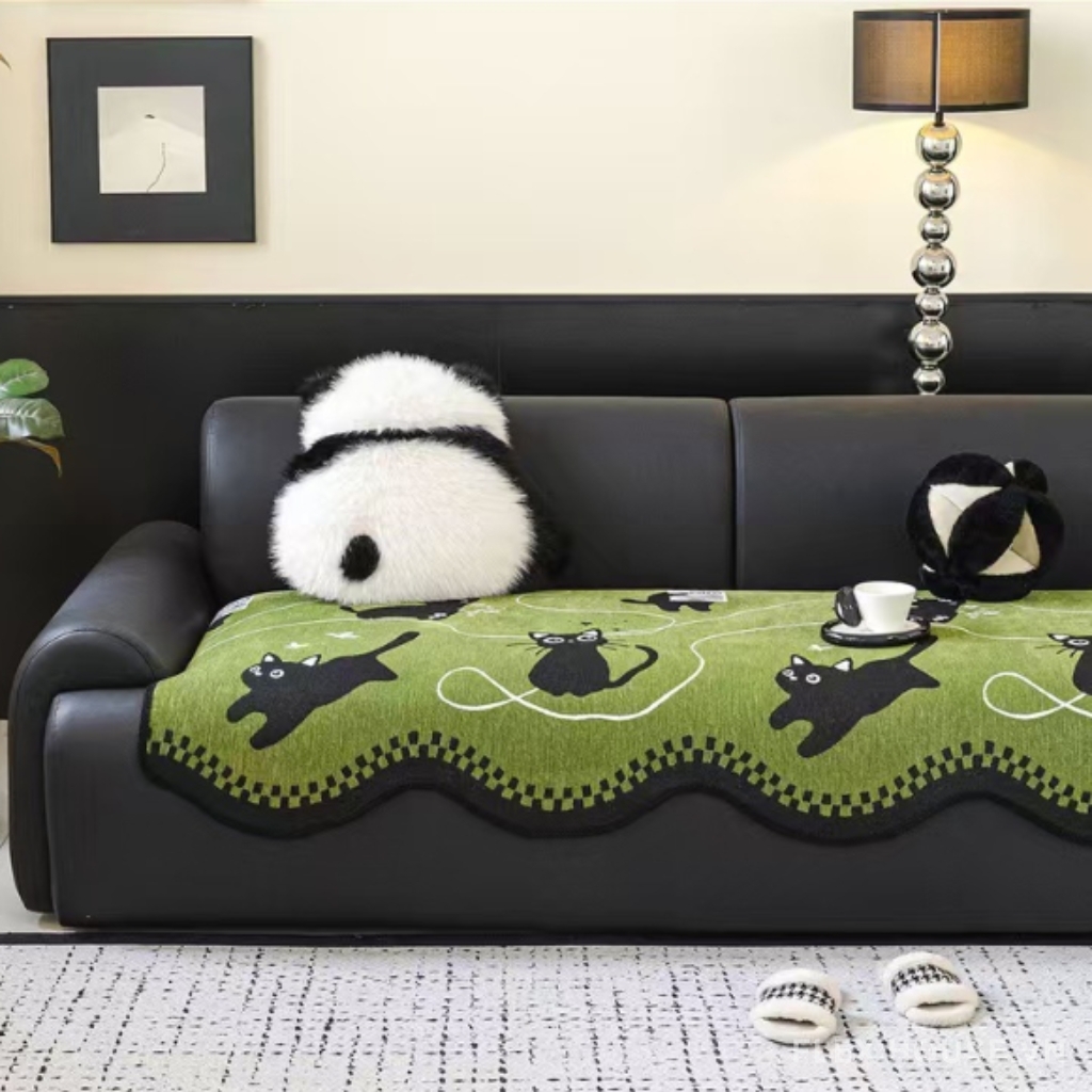 Tấm phủ ghế sofa Chenille mèo đen dễ thương PJ5333 27