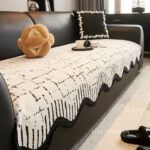 Tấm phủ ghế sofa Chenille nét gạch đứt quãng PJ3828