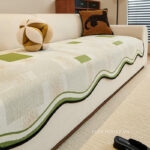 Tấm phủ ghế sofa Chenille ô vuông gợn sóng PJ4569