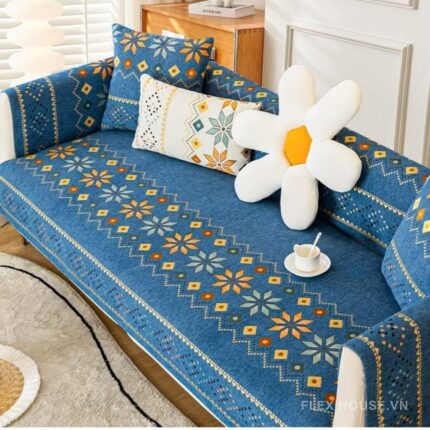 Tấm phủ ghế sofa Chenille phong cách Bohemian PJ0983