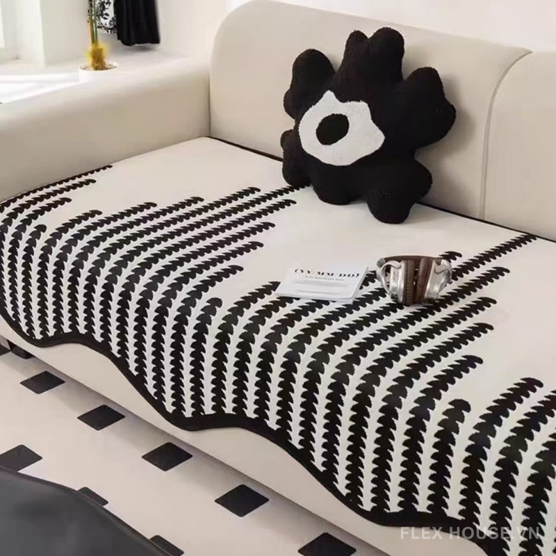 Tấm phủ ghế sofa Chenille sọc đen trắng PJ6816 2 Tấm phủ ghế sofa Chenille sọc đen trắng PJ6816 6