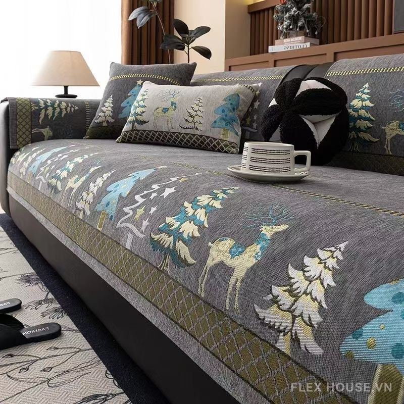 Tấm phủ ghế sofa Chenille tuần lộc giáng sinh PJ3029 2 Tấm phủ ghế sofa Chenille tuần lộc giáng sinh PJ3029 6