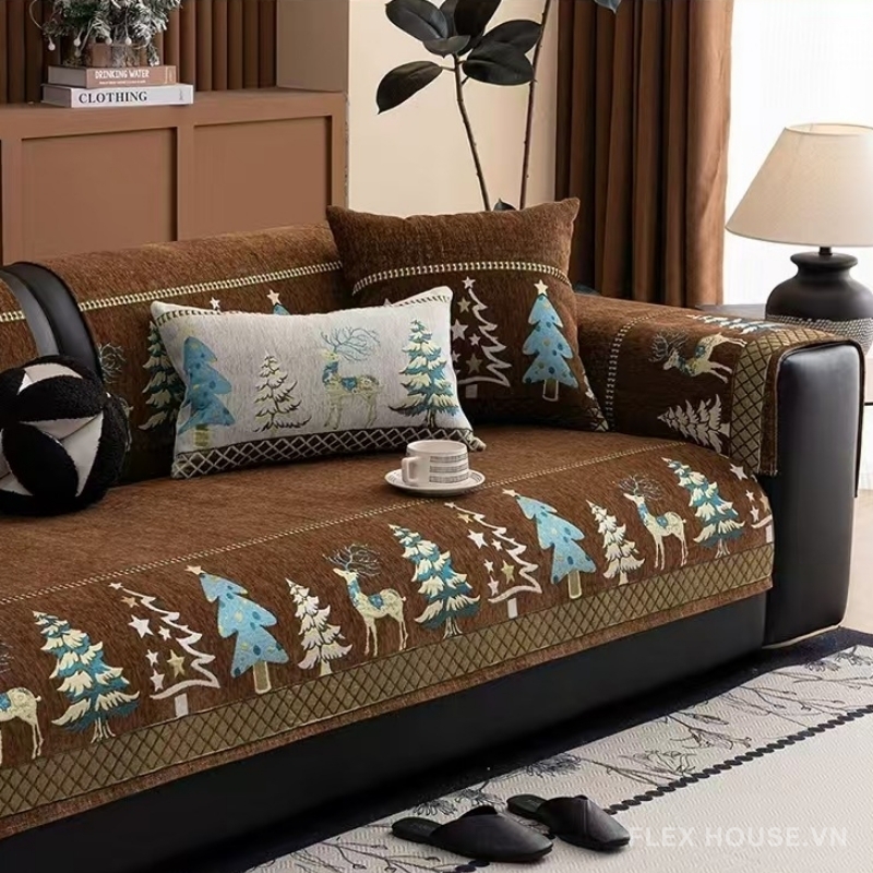 Tấm phủ ghế sofa Chenille tuần lộc giáng sinh PJ3029 3 Tấm phủ ghế sofa Chenille tuần lộc giáng sinh PJ3029 7