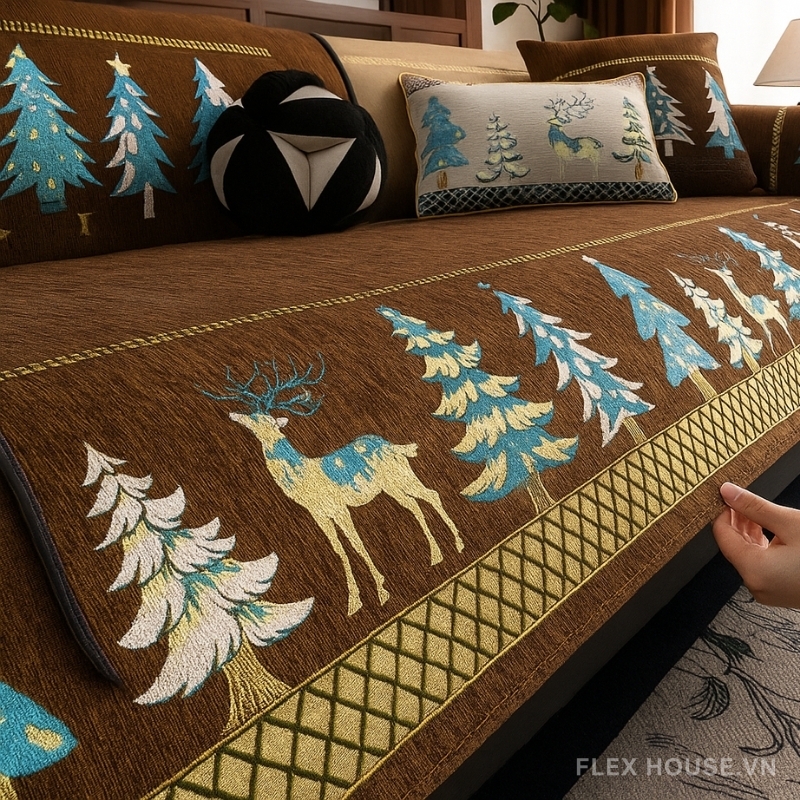 Tấm phủ ghế sofa Chenille tuần lộc giáng sinh PJ3029 4 Tấm phủ ghế sofa Chenille tuần lộc giáng sinh PJ3029 8