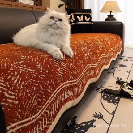Tấm phủ ghế sofa Chenille vân lá mùa thu PJ7015