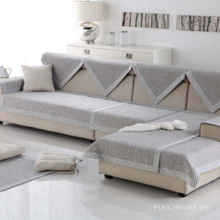 Tấm phủ ghế sofa cotton dệt đơn sắc tinh tế PJ3639