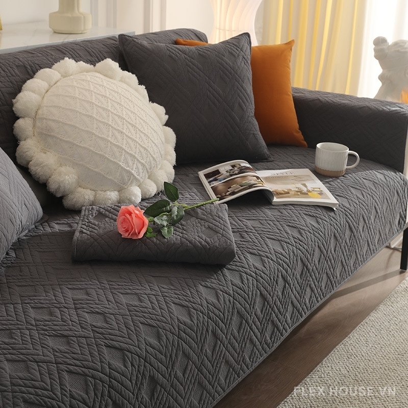 Tấm phủ ghế sofa cotton dệt nổi chống trượt PJ6642 2 Tấm phủ ghế sofa cotton dệt nổi chống trượt PJ6642 7