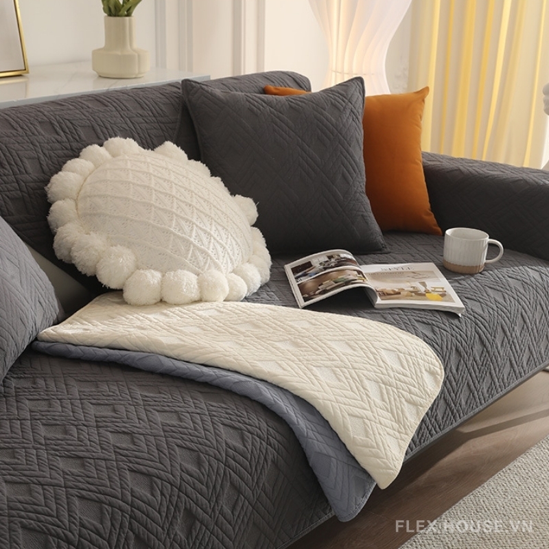 Tấm phủ ghế sofa cotton dệt nổi chống trượt PJ6642 3 Tấm phủ ghế sofa cotton dệt nổi chống trượt PJ6642 8