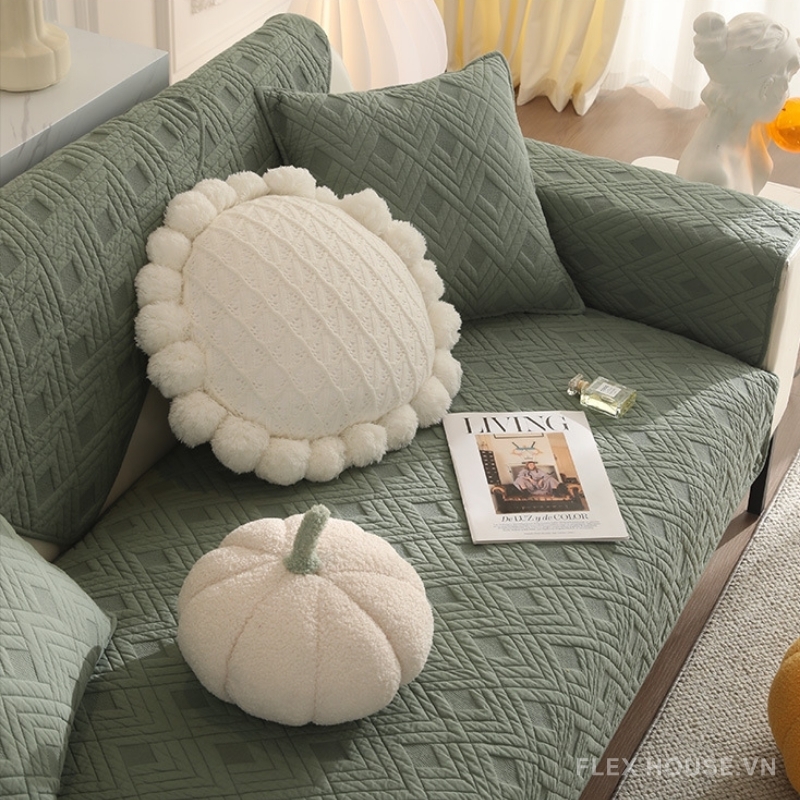 Tấm phủ ghế sofa cotton dệt nổi chống trượt PJ6642 4 Tấm phủ ghế sofa cotton dệt nổi chống trượt PJ6642 9
