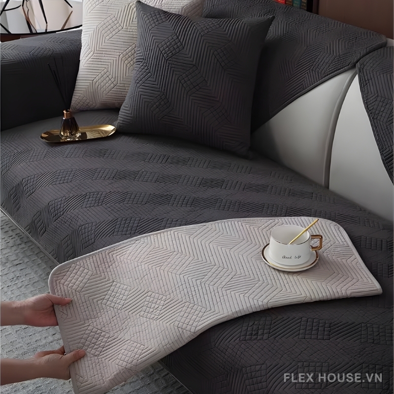Tấm phủ ghế sofa cotton hình học đan chéo PJ0746 3 Tấm phủ ghế sofa cotton hình học đan chéo PJ0746 8