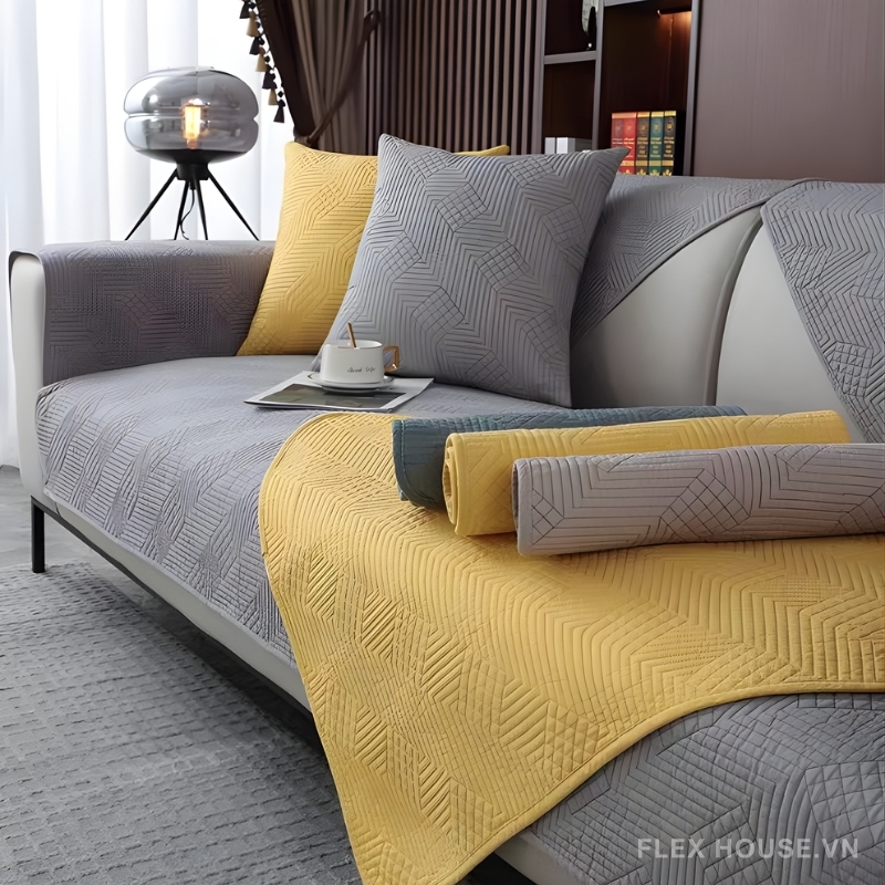 Tấm phủ ghế sofa cotton hình học đan chéo PJ0746 4 Tấm phủ ghế sofa cotton hình học đan chéo PJ0746 9