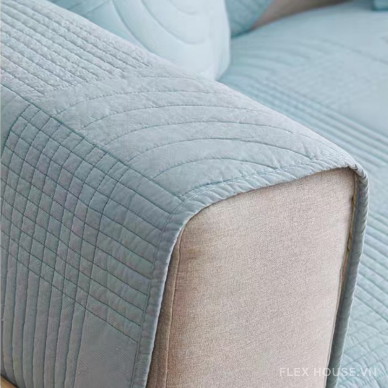 Tấm phủ ghế sofa cotton hình học gợn sóng PJ4734