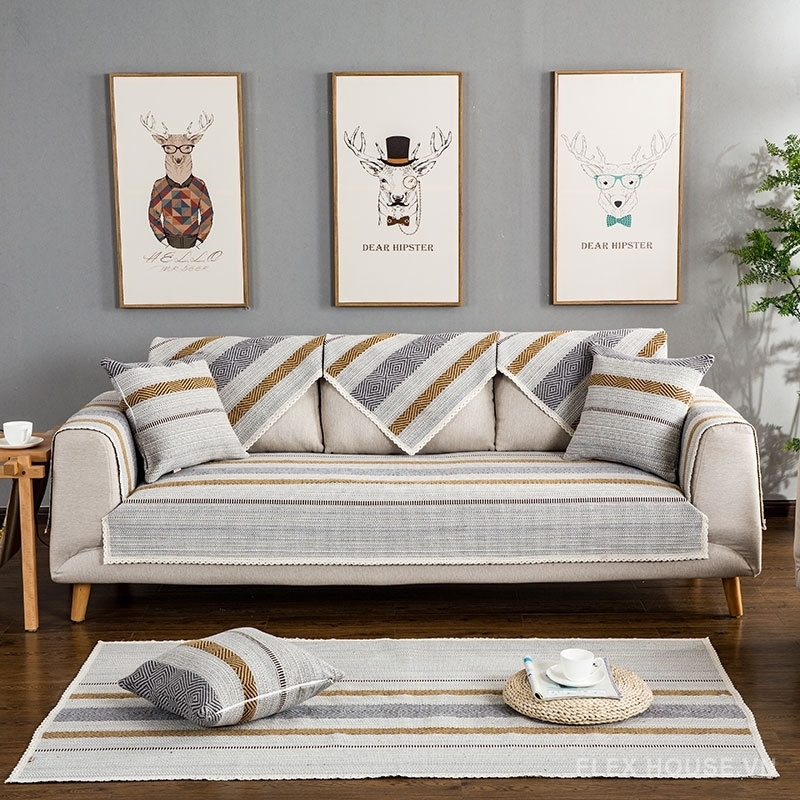 Tấm phủ ghế sofa cotton kiểu Châu Âu PJ6246 1 Tấm phủ ghế sofa cotton kiểu Châu Âu PJ6246