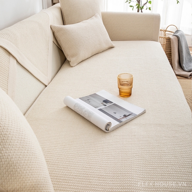 Tấm phủ ghế sofa cotton tối giản tinh tế PJ3501 6 Tấm phủ ghế sofa cotton tối giản tinh tế PJ3501