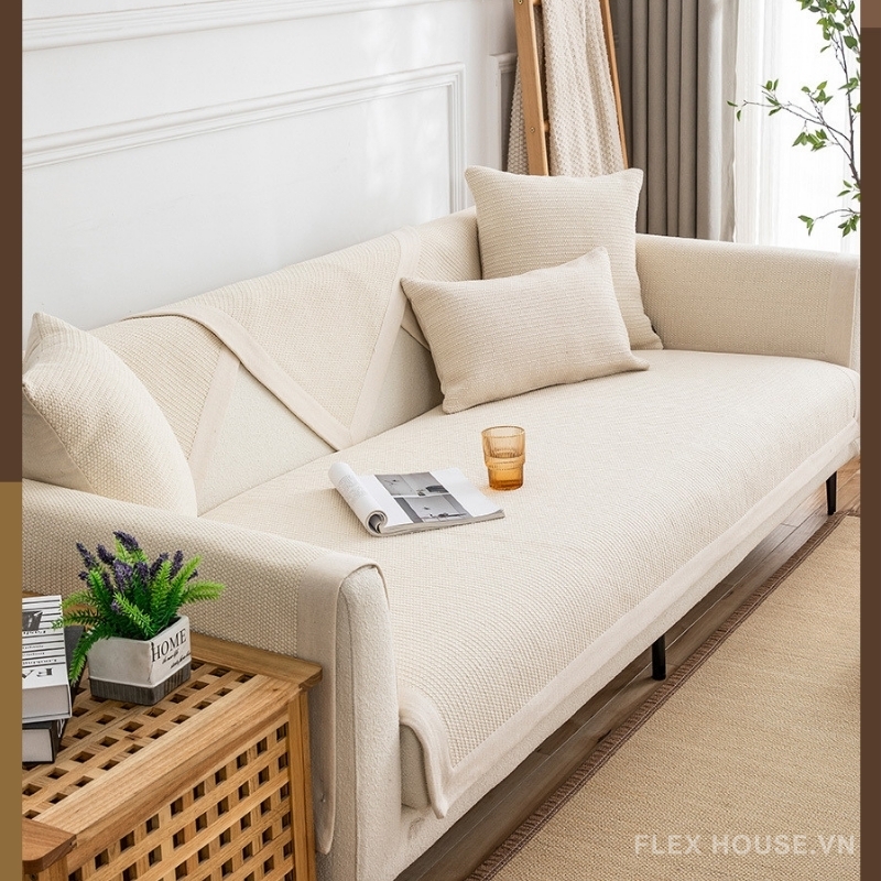 Tấm phủ ghế sofa cotton tối giản tinh tế PJ3501 4 Tấm phủ ghế sofa cotton tối giản tinh tế PJ3501 9