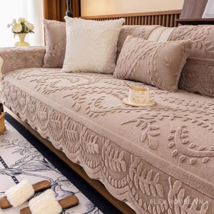 Tấm phủ ghế sofa họa tiết dây leo vải nhung PJ3660