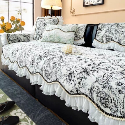 Tấm phủ ghế sofa họa tiết hoa vải nhung PJ5035