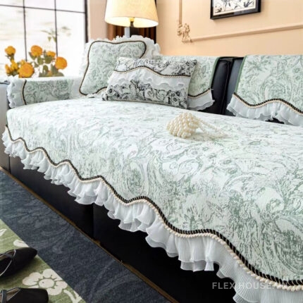 Tấm phủ ghế sofa kiểu Pháp vải nhung sang trọng PJ5036