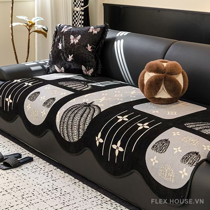 Tấm phủ ghế sofa nhung dày mịn kiểu bí ngô PJ7990