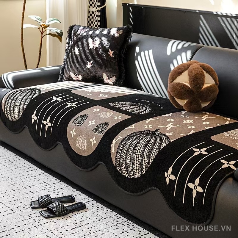 Tấm phủ ghế sofa nhung dày mịn kiểu bí ngô PJ7990