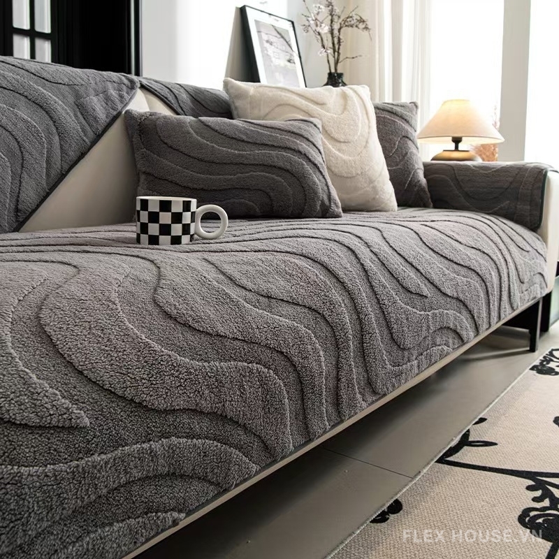Tấm phủ ghế sofa vải nhung dệt nổi PJ7488 2 Tấm phủ ghế sofa nhung đường cong mềm mại PJ7488 (1)