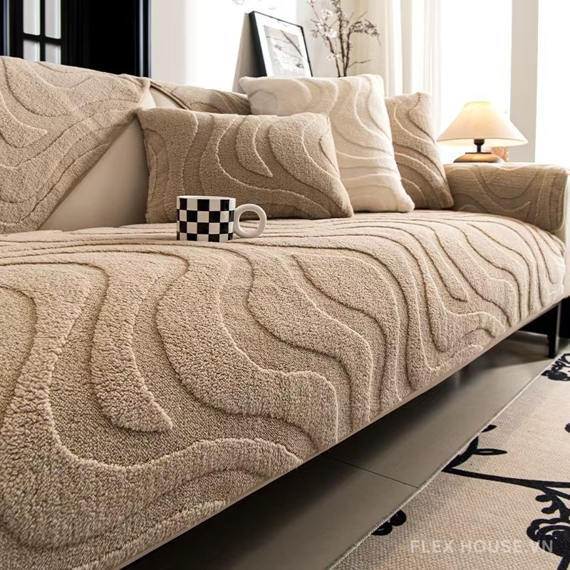 Tấm phủ ghế sofa vải nhung dệt nổi PJ7488 3 Tấm phủ ghế sofa vải nhung dệt nổi PJ7488 5