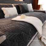 Tấm phủ ghế sofa nhung kiểu lá nổi 3D PJ4389