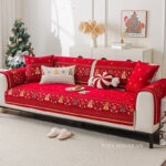 Tấm phủ ghế sofa vải Chenille cây thông Noel PJ4229
