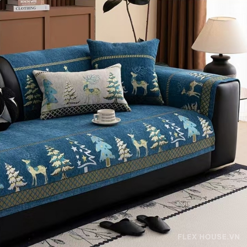 Tấm phủ ghế sofa vải Chenille giáng sinh PJ3028 4 Tấm phủ ghế sofa vải Chenille giáng sinh PJ3028 7