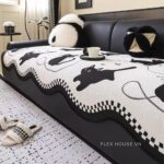 Tấm phủ ghế sofa vải Chenille mèo hoạt hình PJ5334 (1)